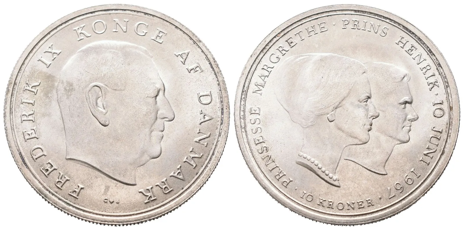 Dánsko, 10 Kroner 1967 - Pamětní