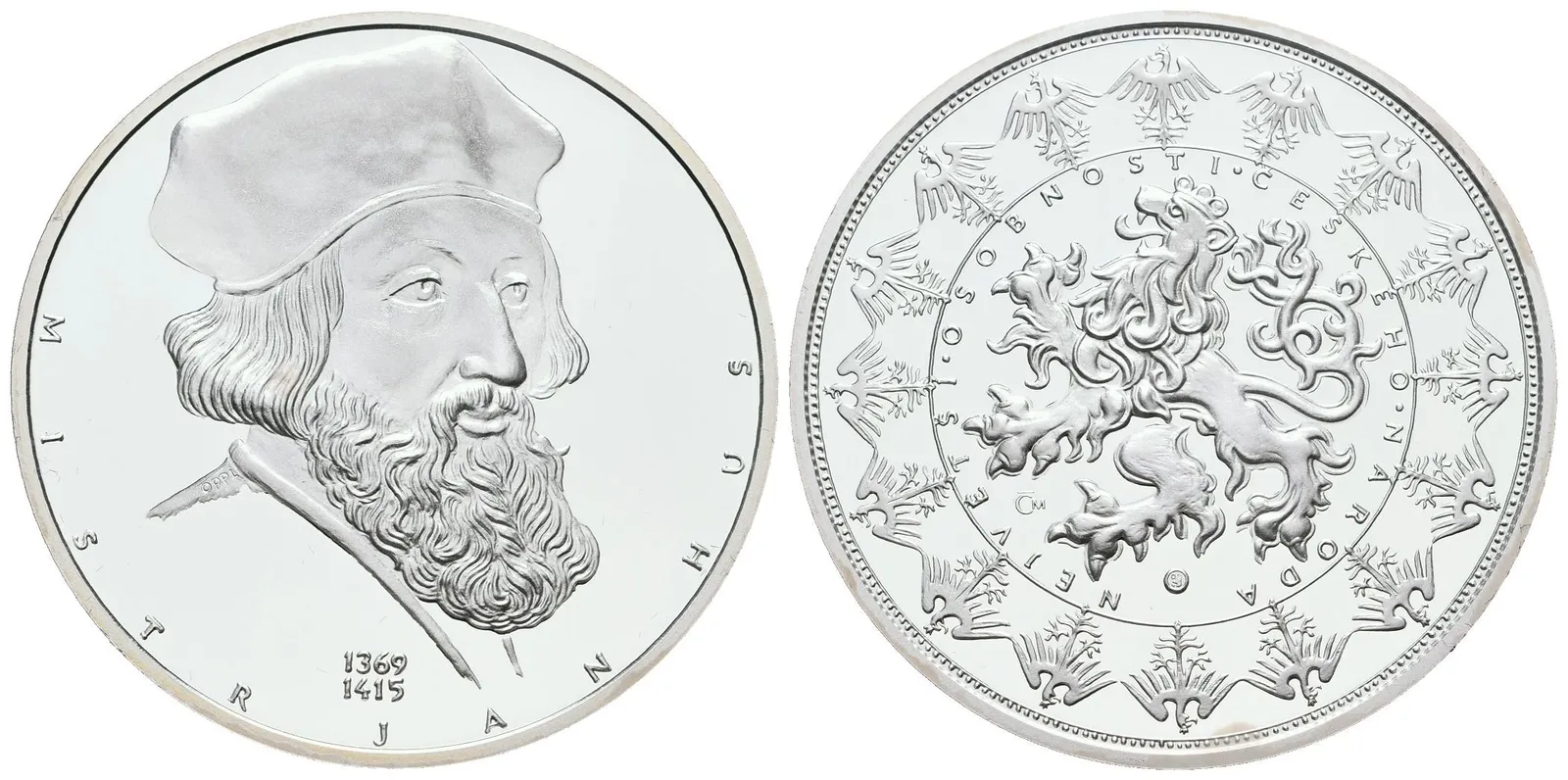 Stříbrná investiční medaile - Mistr Jan Hus - Ag 29 g - 999/1000 + Certifikát