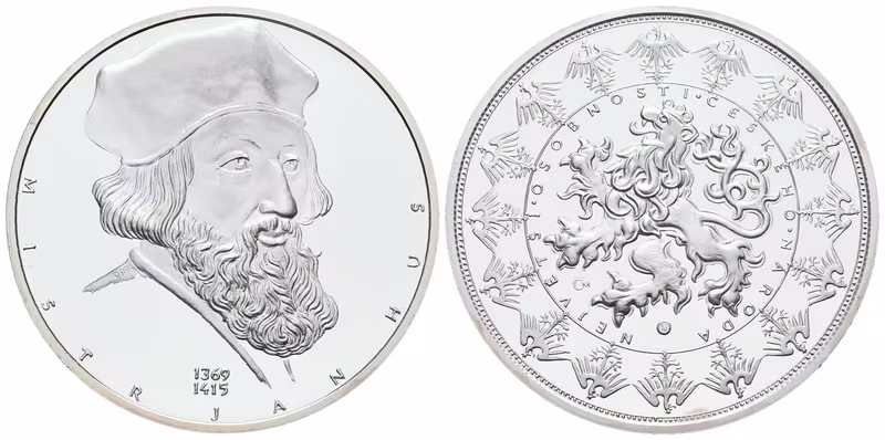Stříbrná investiční medaile - Mistr Jan Hus - Ag 29 g - 999/1000 + Certifikát