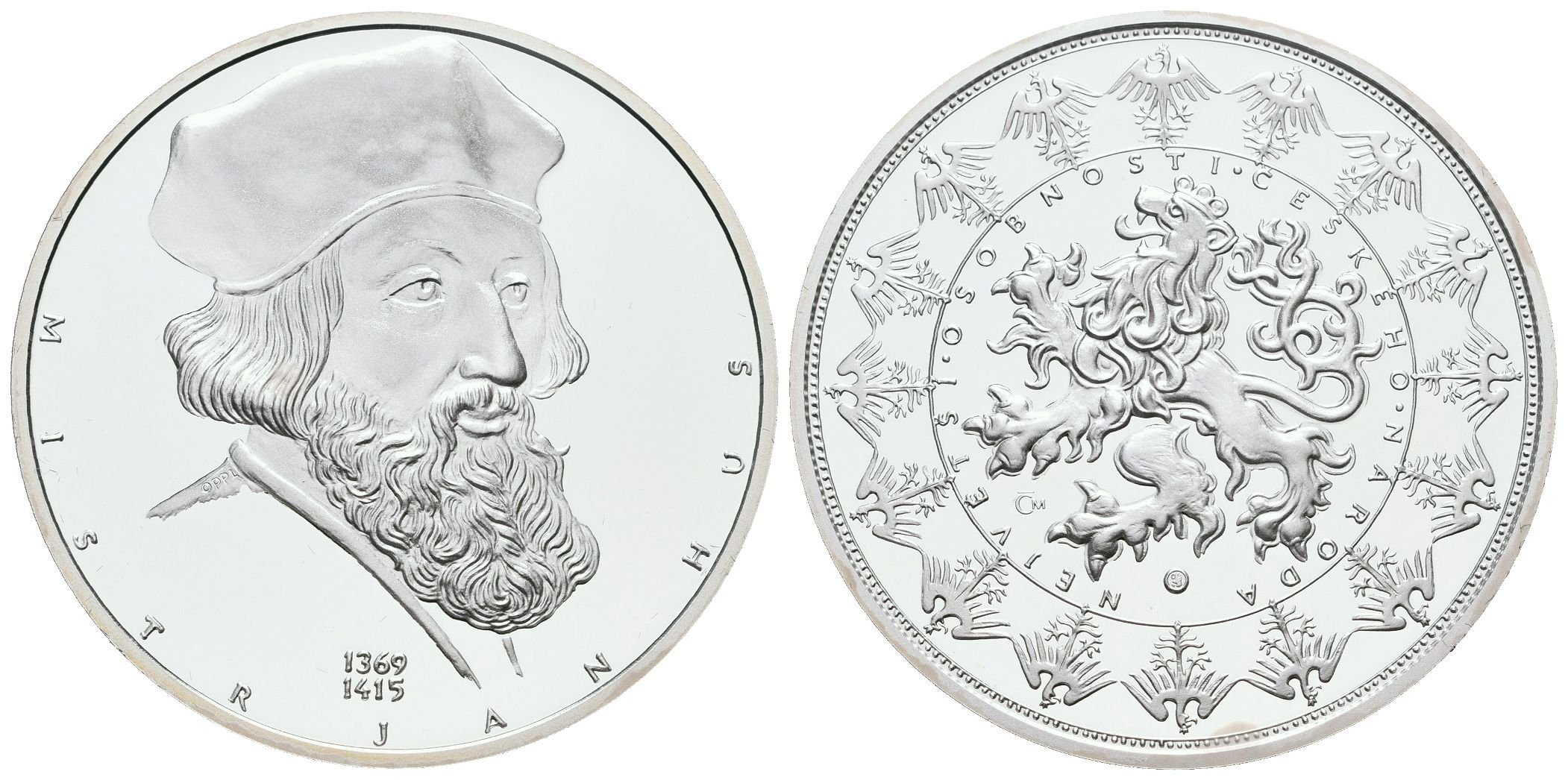 Stříbrná investiční medaile - Mistr Jan Hus - Ag 29 g - 999/1000 + Certifikát