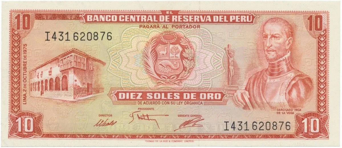 Peru, 10 Soles de Oro 1975, P.106