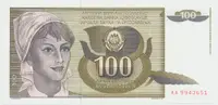 Jugoslávie, 100 Dinara 1991, P.108