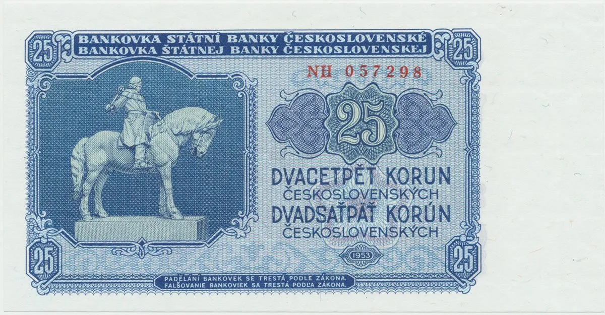 Československo, 25 Koruna 1953, tisk Praha, série NH, Hej.93b