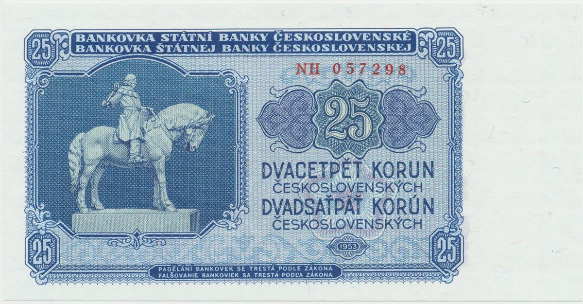 Československo, 25 Koruna 1953, tisk Praha, série NH, Hej.93b