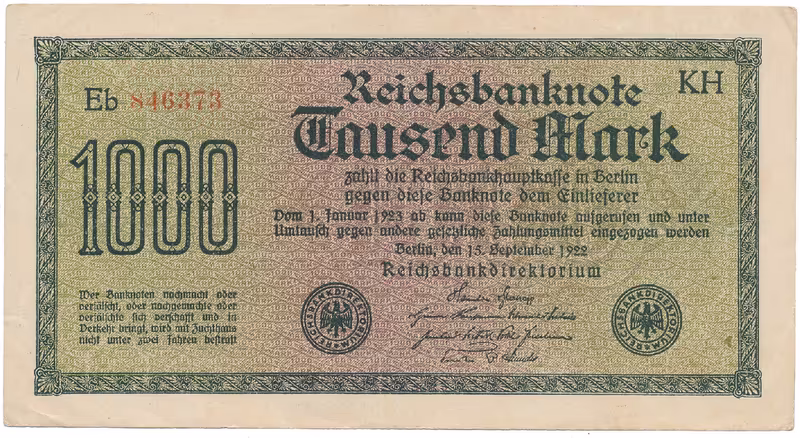 Německo, 1000 Mark 1922, vod. Achterstreifen, Ro.75o