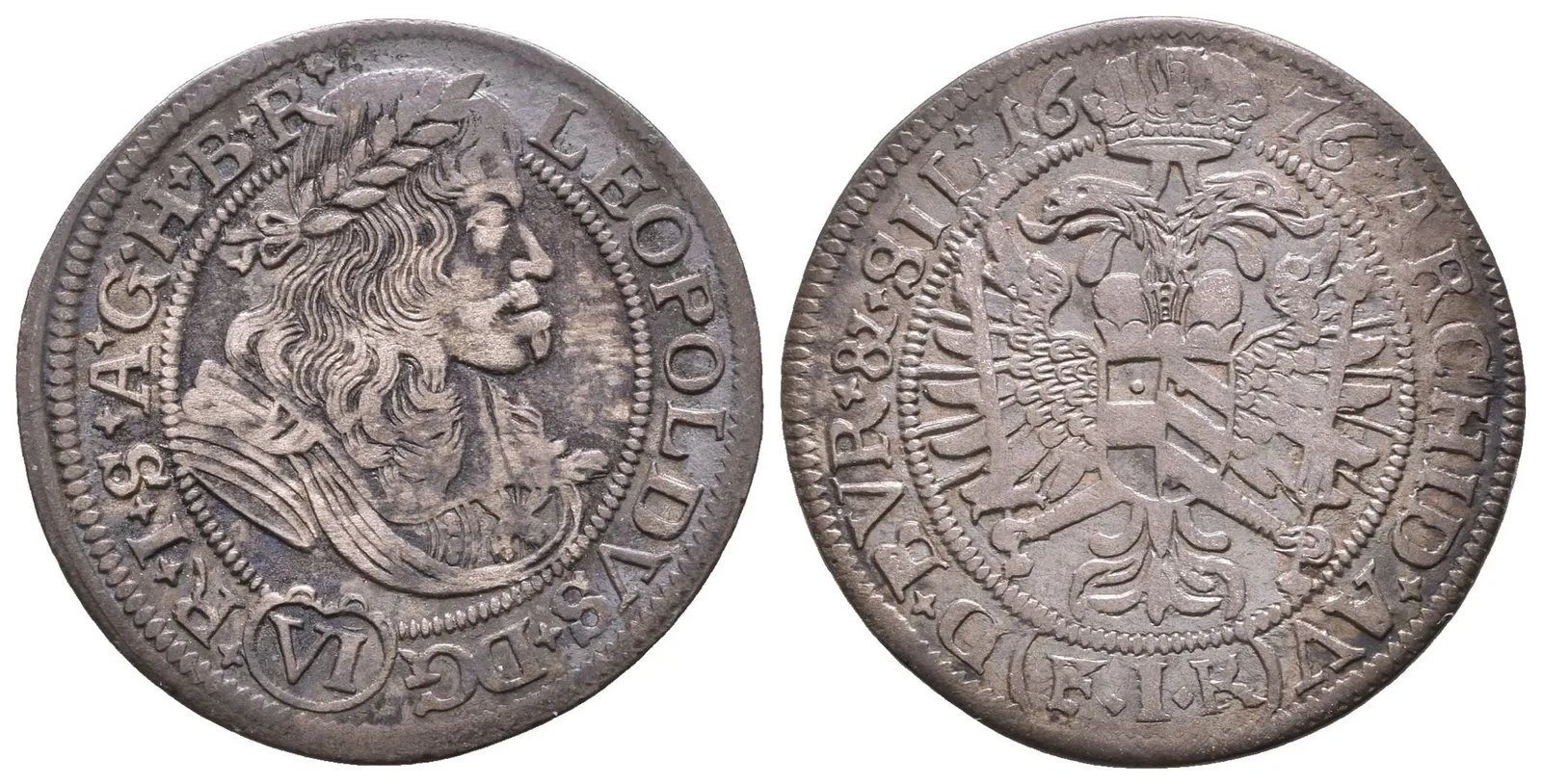 VI Krejcar 1676 FIK, Opolí-Kirschenhofer, Hal.1659, velmi pěkná zachovalost, — 1