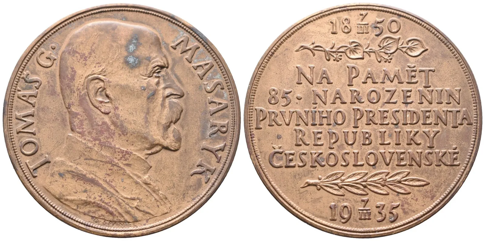 Španiel Otakar - 85. narozeniny TGM, 50 mm