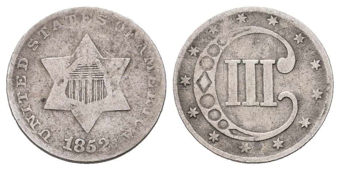 USA, 3 Cents 1852