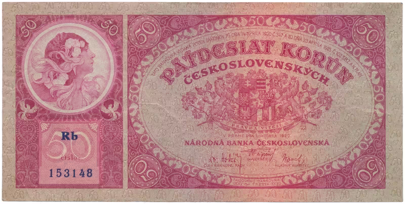 50 Koruna 1929, série Rb, Hej.24b