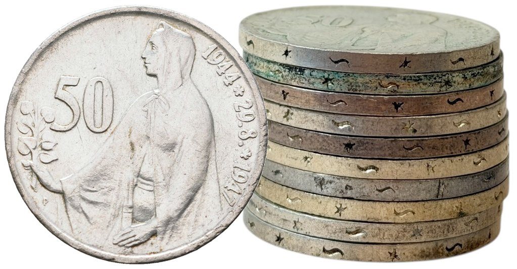 Soubor mincí 50 Koruna 1947 - 3. výročí SNP