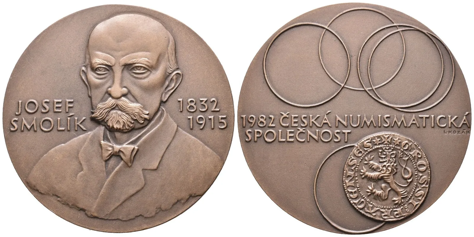 AE Medaile 1982 - Josef Smolík. Poprsí J. Smolíka zpředu, nápis / Pražský groš — 1