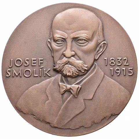AE Medaile 1982 - Josef Smolík. Poprsí J. Smolíka zpředu, nápis / Pražský groš