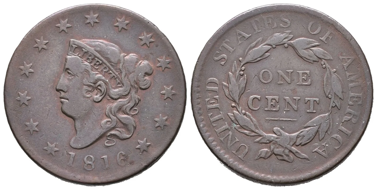 1 Cent 1816, KM.45.1, patina, rysky — 1