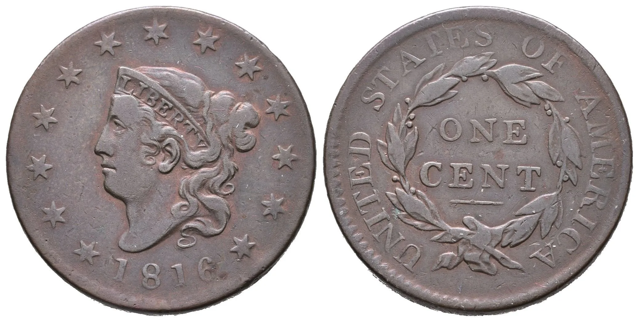1 Cent 1816, KM.45.1, patina, rysky — 1