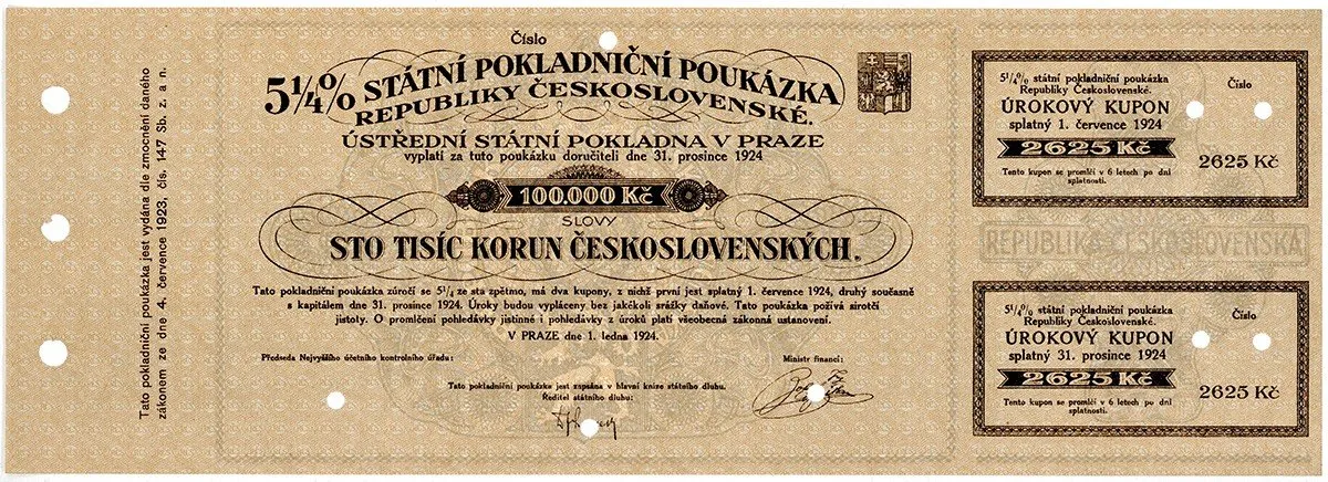 Státní pokladniční poukázky, 1919 - 1939 — 1