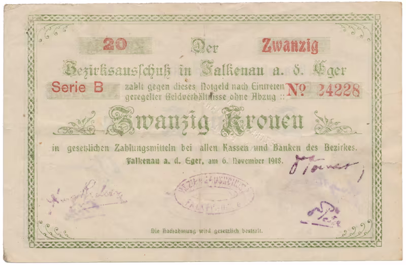 Falkenau (Falknov) - okres, 20 K 1918, HH.46.1.7b