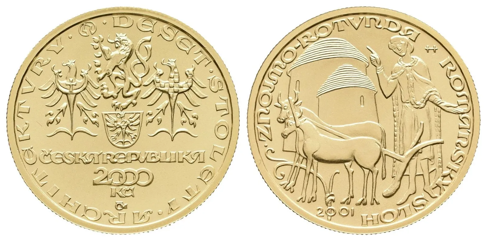 2000 Kč 2001 - Románský sloh - Rotunda ve Znojmě, běžná kvalita, bez certifikátu