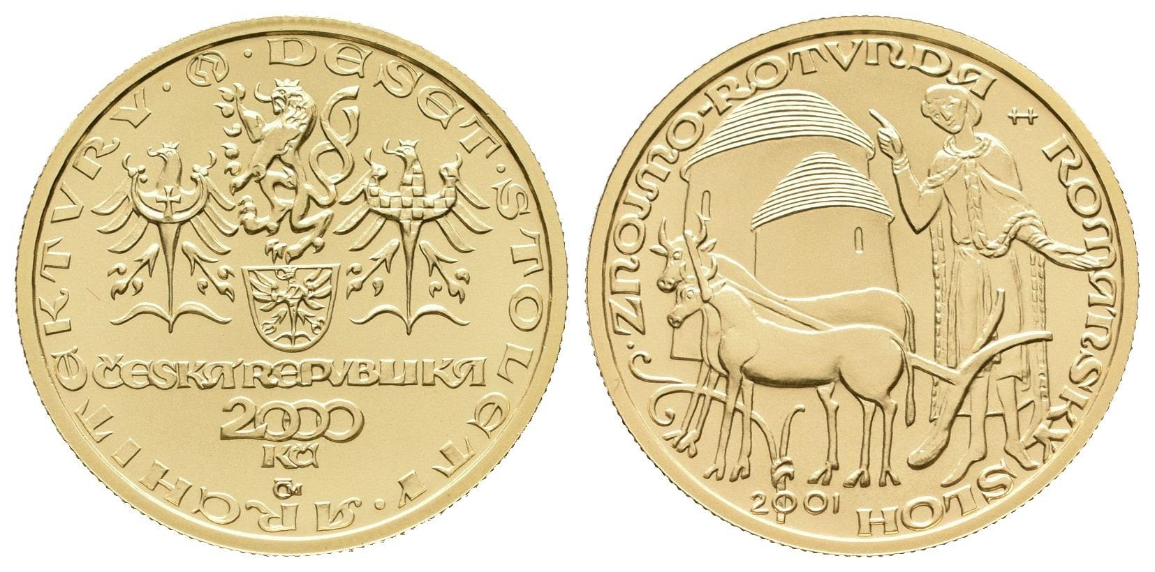 2000 Kč 2001 - Románský sloh - Rotunda ve Znojmě, běžná kvalita, bez certifikátu