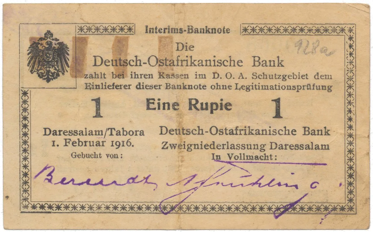 Německá Východní Afrika, 1 Rupie 1. 2. 1916, série F2, R.928a