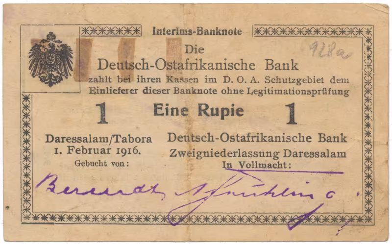Německá Východní Afrika, 1 Rupie 1. 2. 1916, série F2, R.928a
