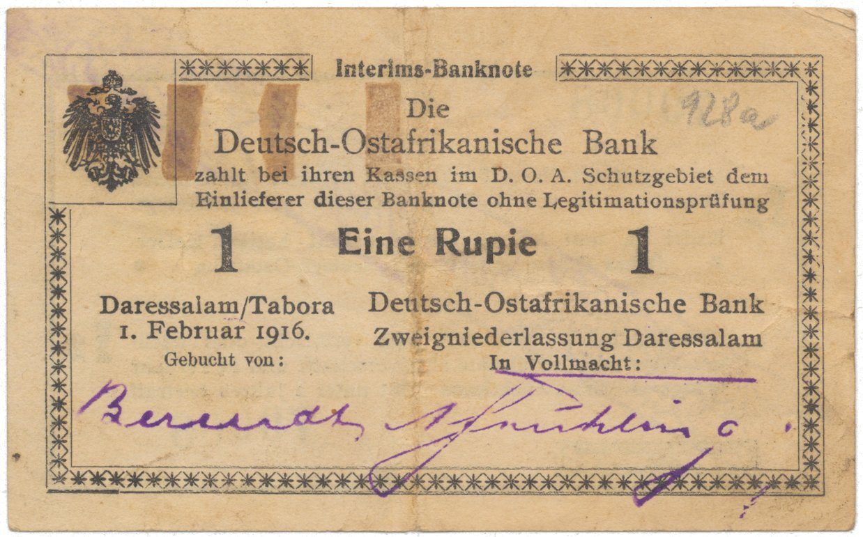Německá Východní Afrika, 1 Rupie 1. 2. 1916, série F2, R.928a