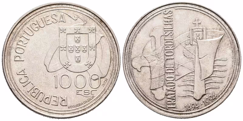 Portugalsko, 1000 Escudos 1994 - Smlouva z Tordesillas