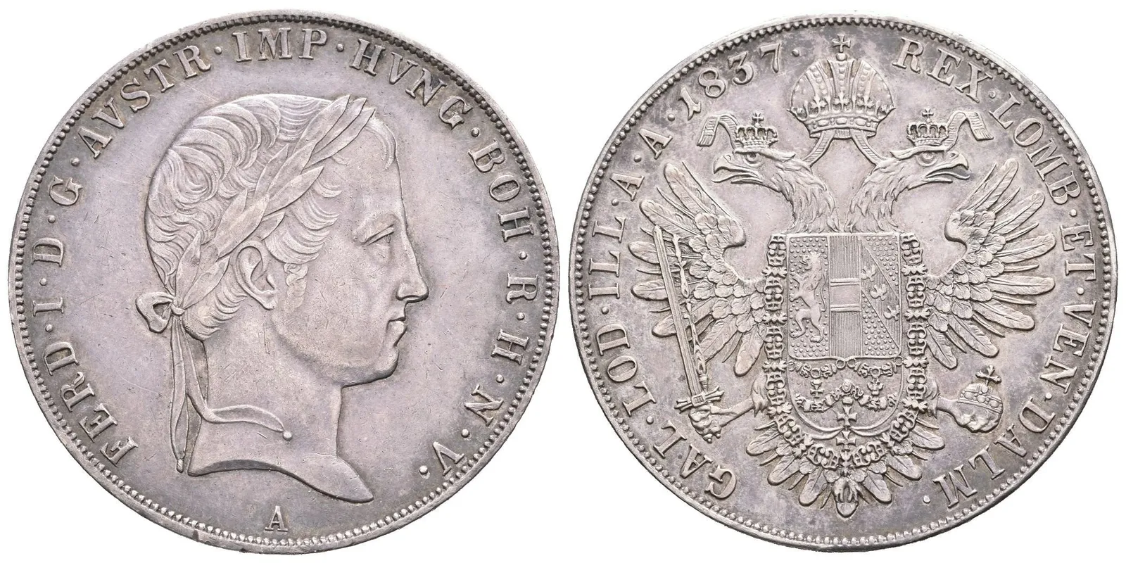 Tolar 1837 A, pěkná zachovalost, krásná patina, zbytky lesku, rysky — 1
