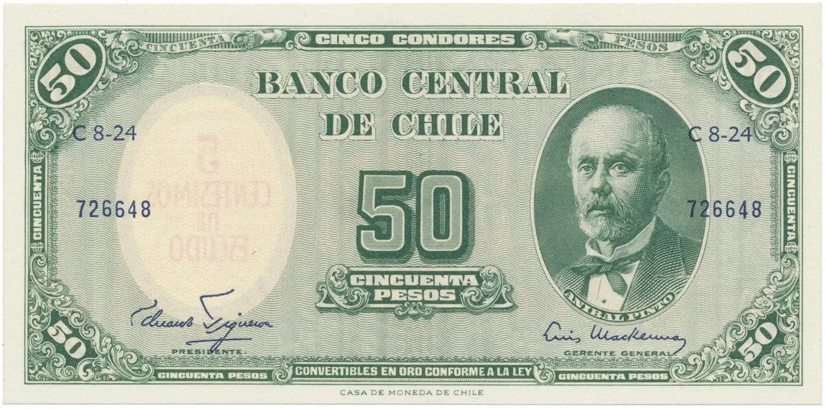 Chile, 5 Centesimos (1960~1961), P.126