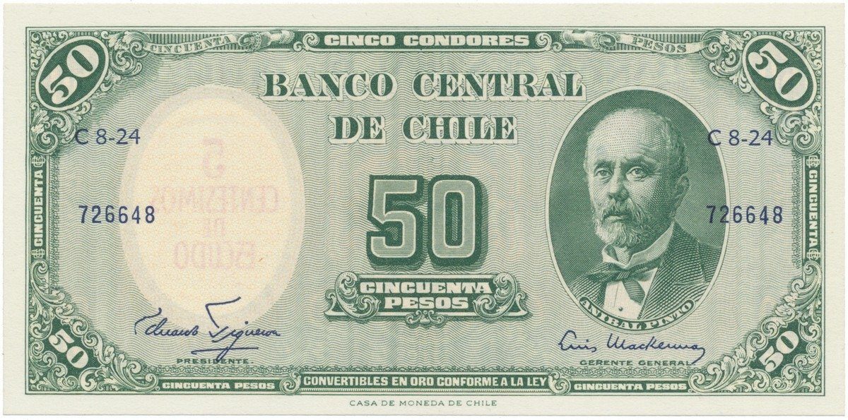 Chile, 5 Centesimos (1960~1961), P.126
