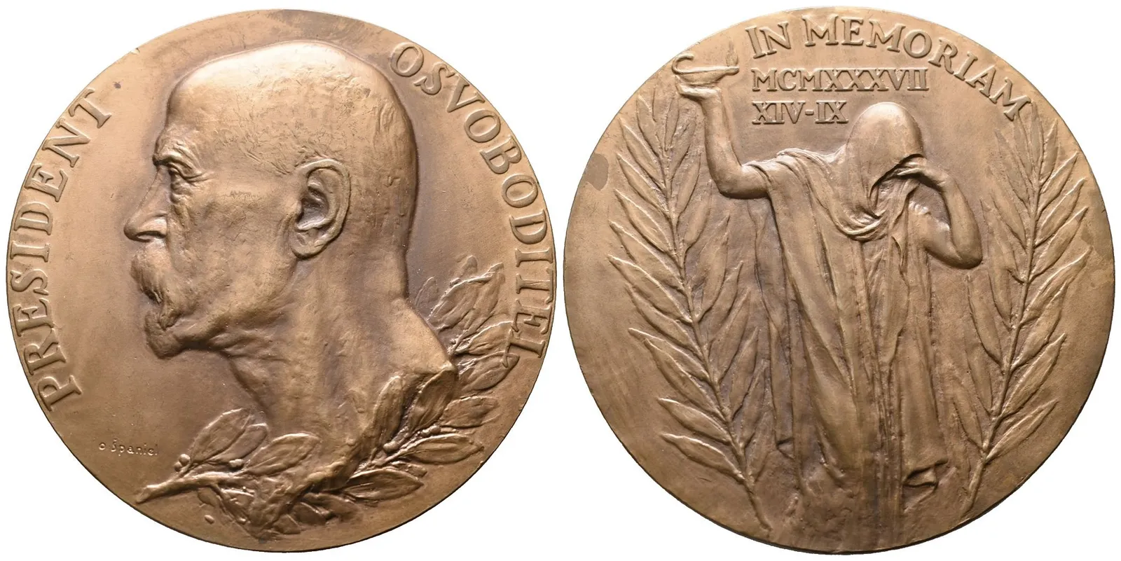 Španiel Otakar -  K úmrtí TGM, 80 mm