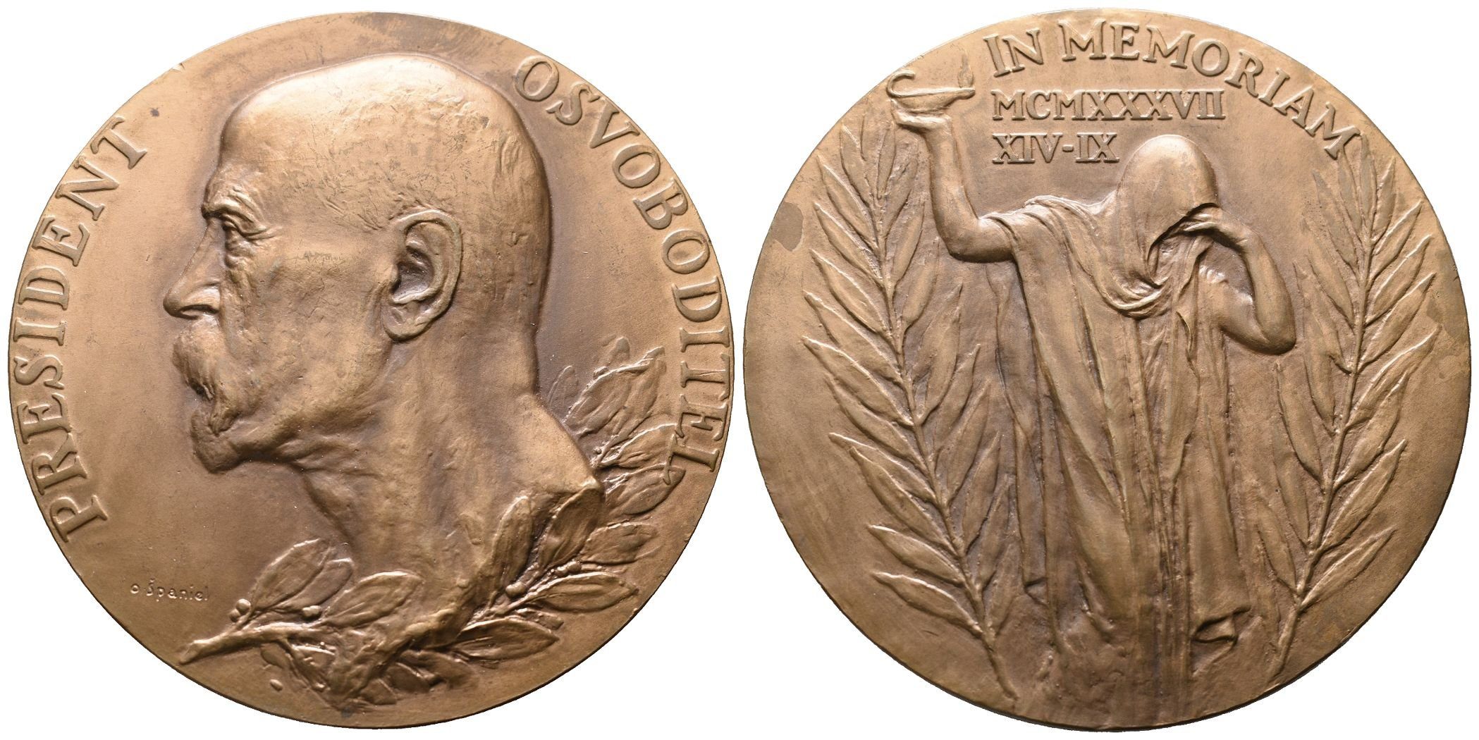 Španiel Otakar -  K úmrtí TGM, 80 mm