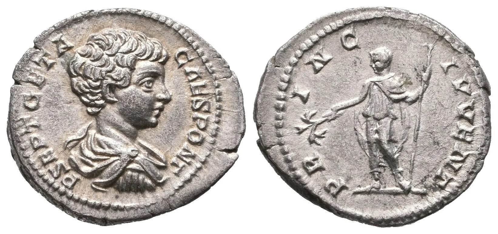 Denár, 200 - 202, Rv: PRINC IVVENT, stojící Geta zleva drží ratolest a oštěp, RIC.15, — 1