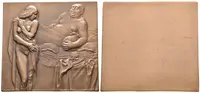 AE Plaketa b.l. - "Chamtivec". Jednostranný patinovaný bronz 60x56 mm, — 1