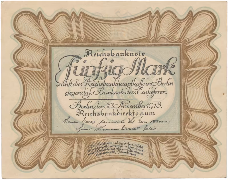 Německo, 50 Mark 1918, "EIERSCHEIN", Ro.57b