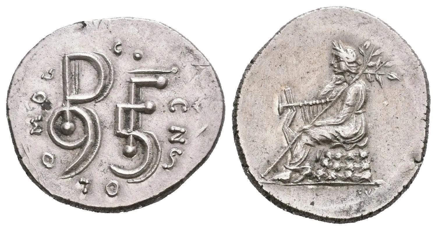 ČNS Olomouc - AR Žeton 1995 (Soušek), PF 1995,  sedící postava s lyrou, Ag 0,850, 18 mm — 1