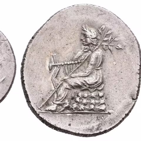 ČNS Olomouc - AR Žeton 1995 (Soušek), PF 1995,  sedící postava s lyrou, Ag 0,850, 18 mm