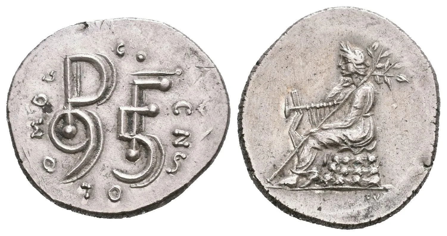 ČNS Olomouc - AR Žeton 1995 (Soušek), PF 1995,  sedící postava s lyrou, Ag 0,850, 18 mm — 1