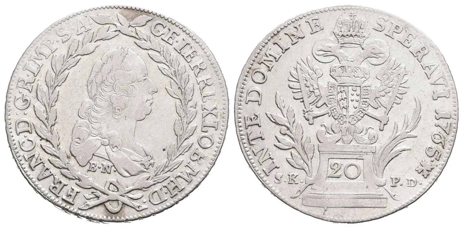 20 Krejcar 1765 BN/SK-PD (1778), Kremnica, Husz.1799, patina, rysky — 1