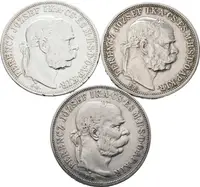 5 Koruna 1900 KB, 1907 KB, 1908 KB - lot 3 ks
