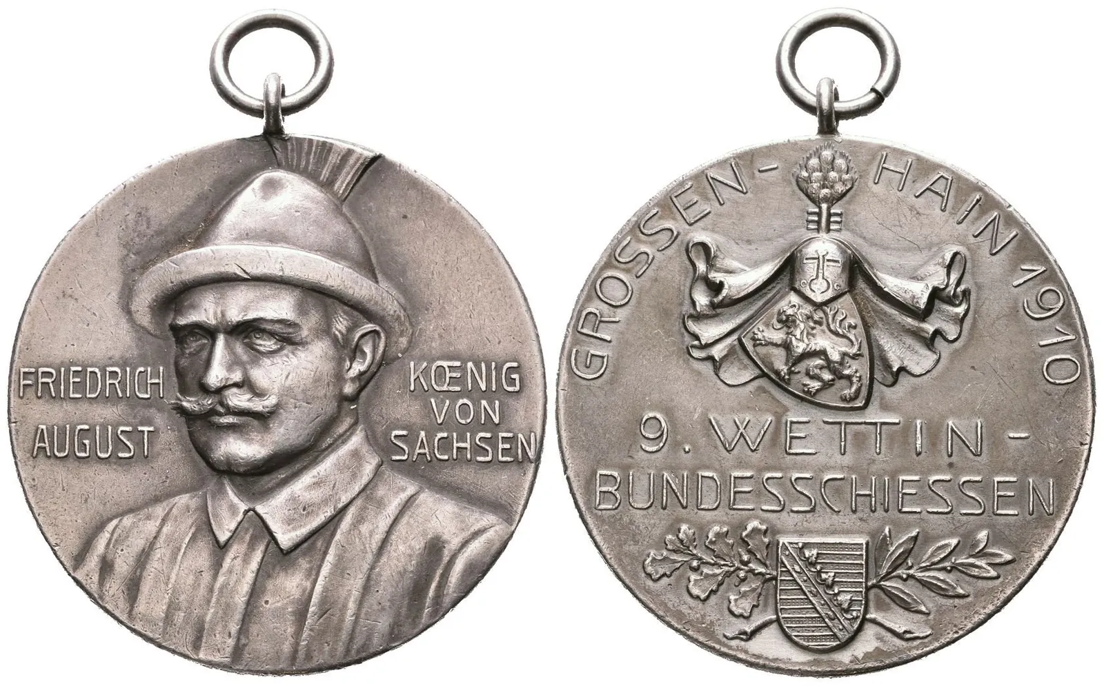 AR Medaile 1910 - 9. Wettinské spolkové střelby v Grossen-Hain. — 1