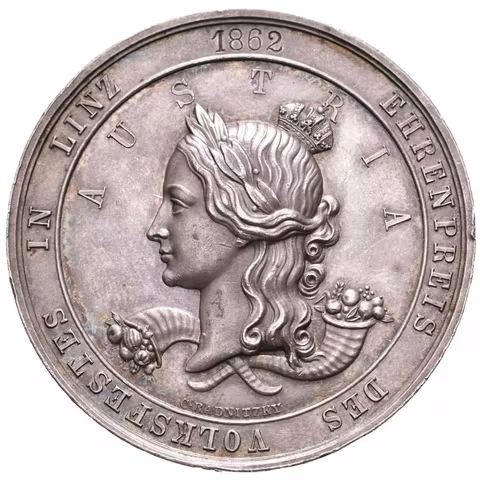 AR Medaile 1862 (Radnitzky C.) - Čestná cena lidových oslav v Linci.