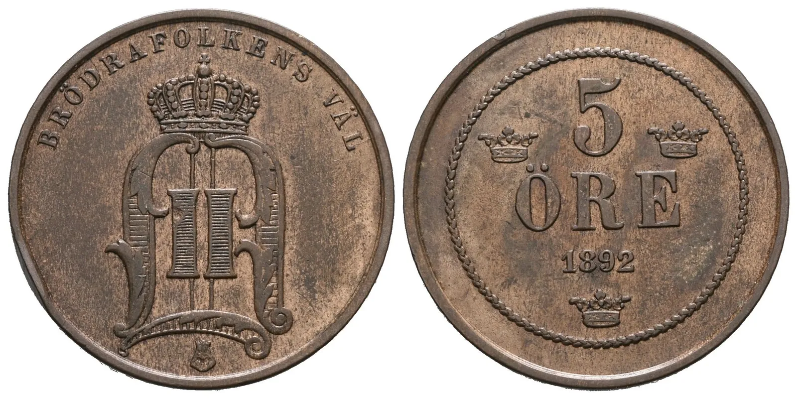 Švédsko, 5 Öre 1892
