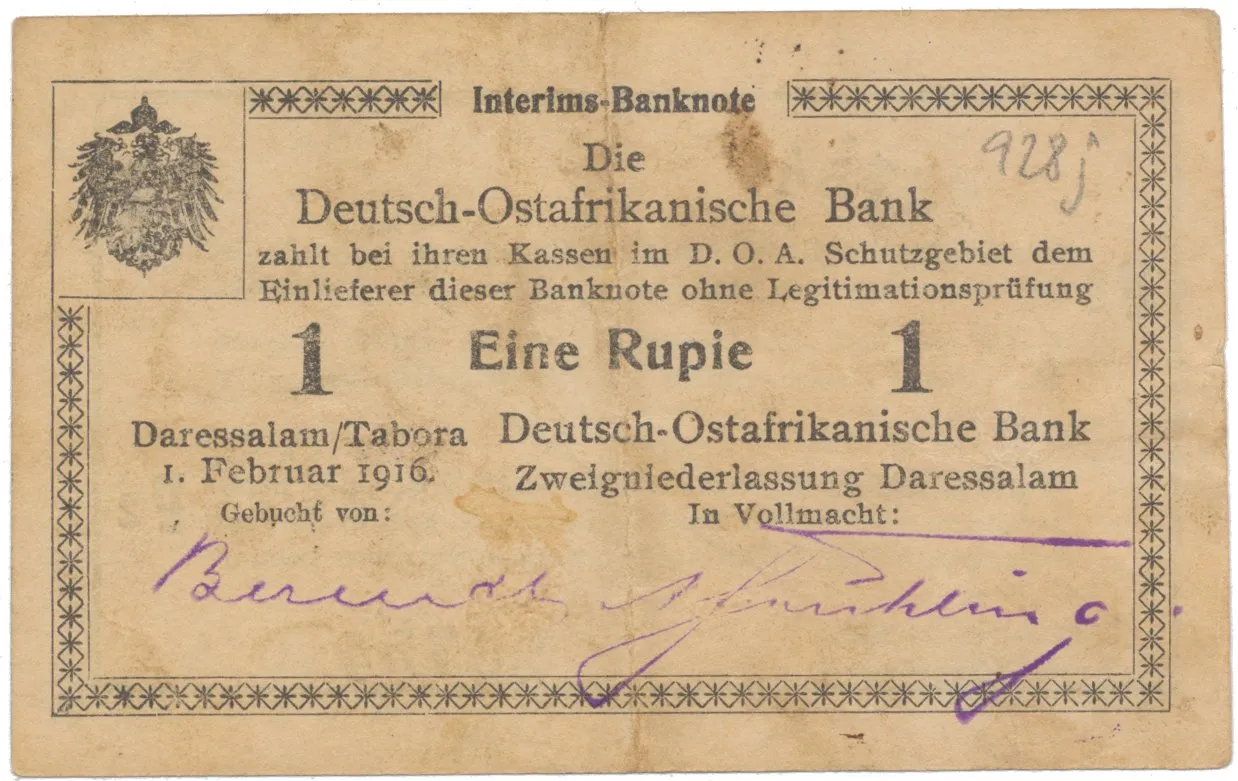 Německá Východní Afrika, 1 Rupie 1. 2. 1916, série P2, R.928j