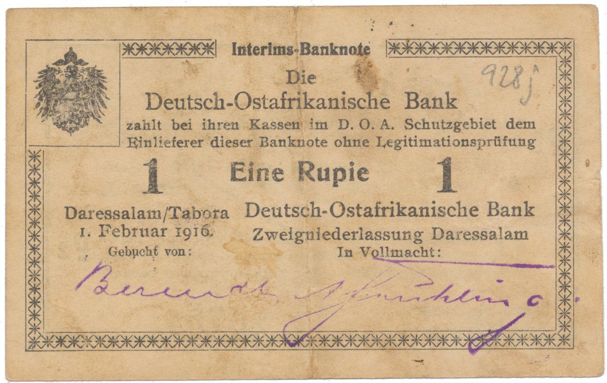 Německá Východní Afrika, 1 Rupie 1. 2. 1916, série P2, R.928j