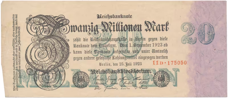 Německo, 20 Millionen Mark 1923, Ro.96b