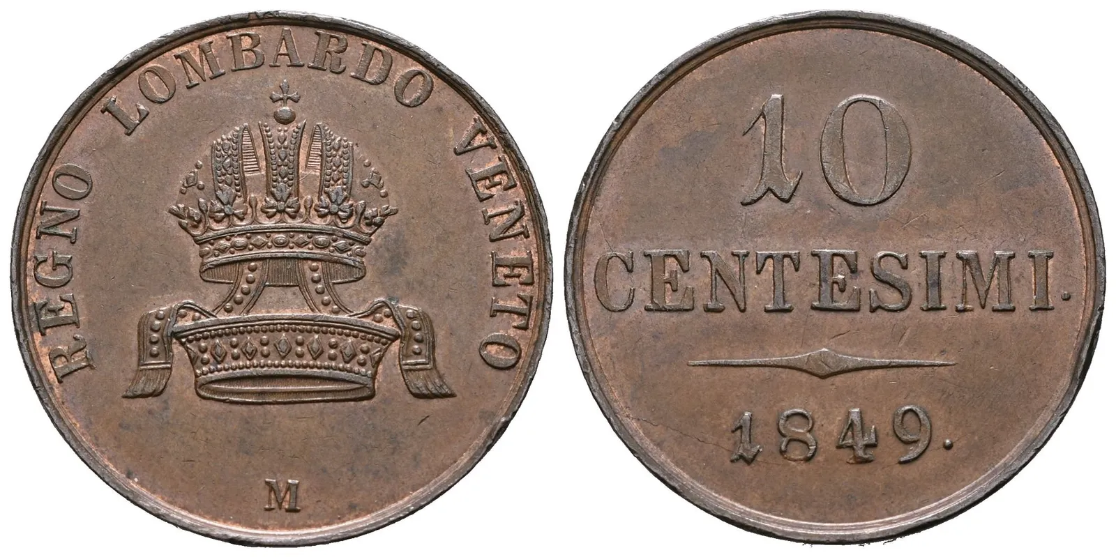 10 Centesimi 1849 M