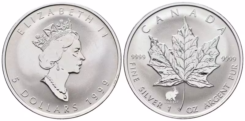 Kanada, 5 Dollars 1999 - Maple Leaf - Rabbit