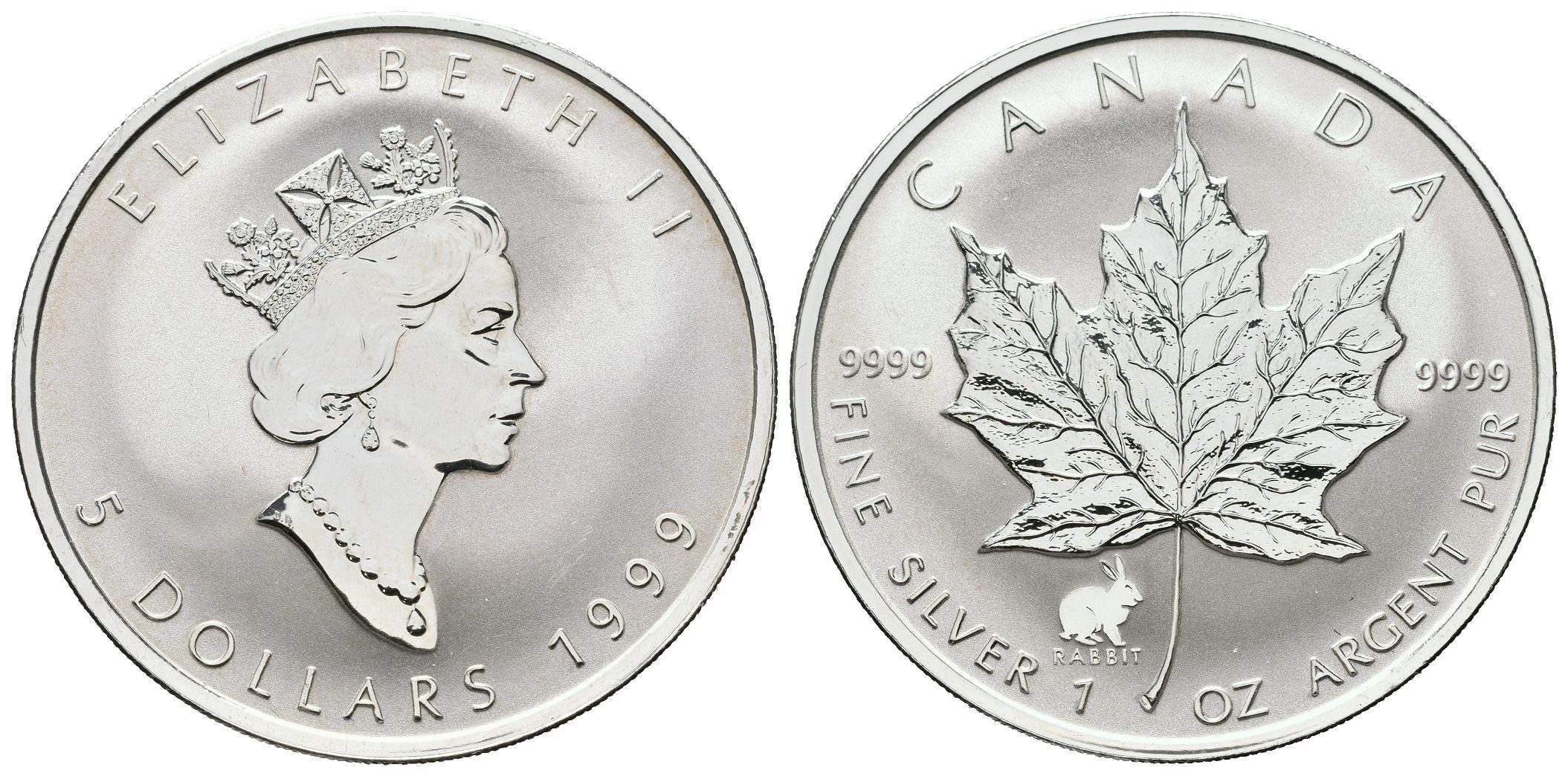 Kanada, 5 Dollars 1999 - Maple Leaf - Rabbit