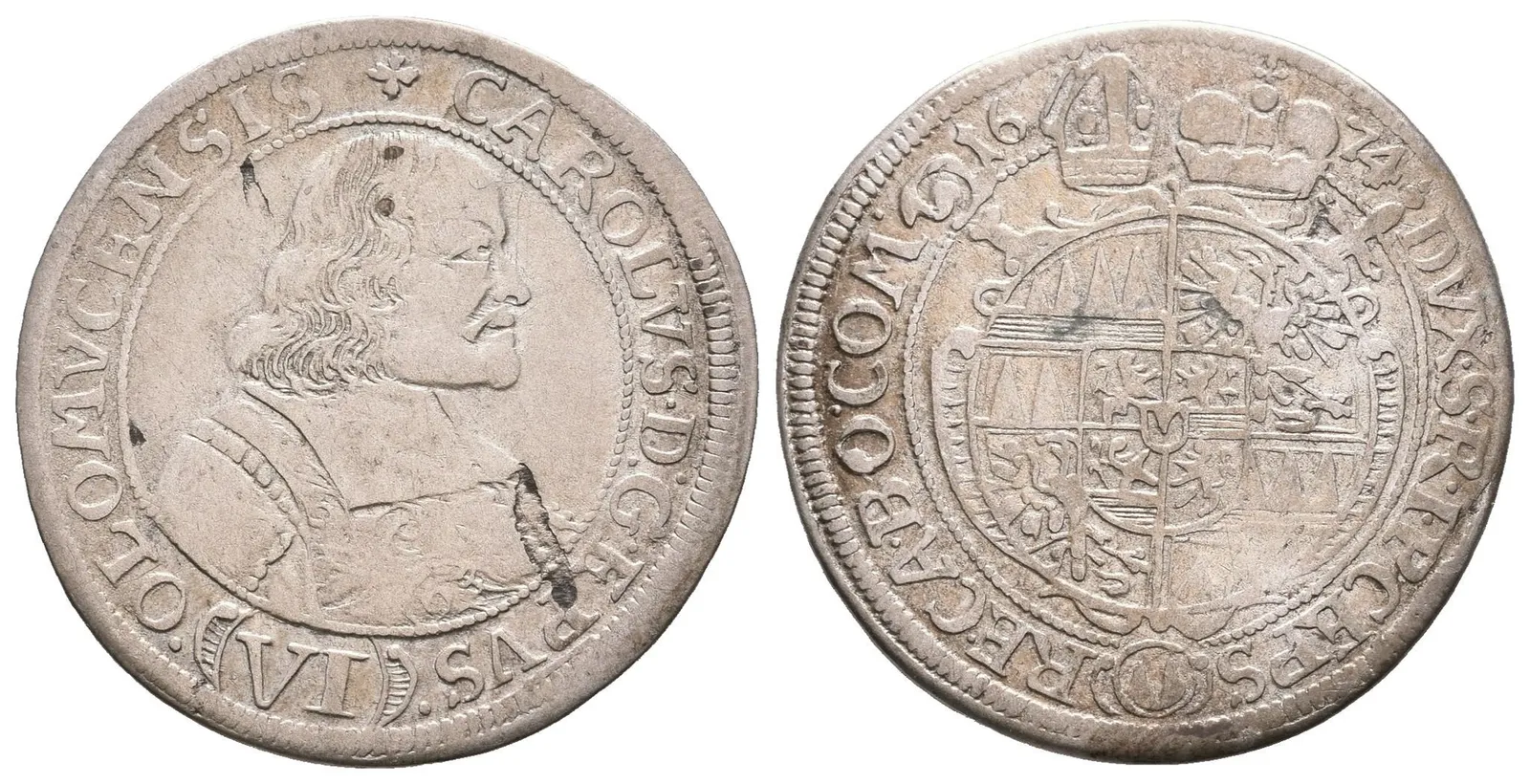 VI Krejcar 1674, SV.342, patina, vady střížku — 1