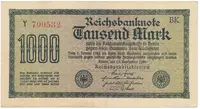 Německo, 1000 Mark 1922, vod. Mäander, červené 6-místné číslo, Ro.75g